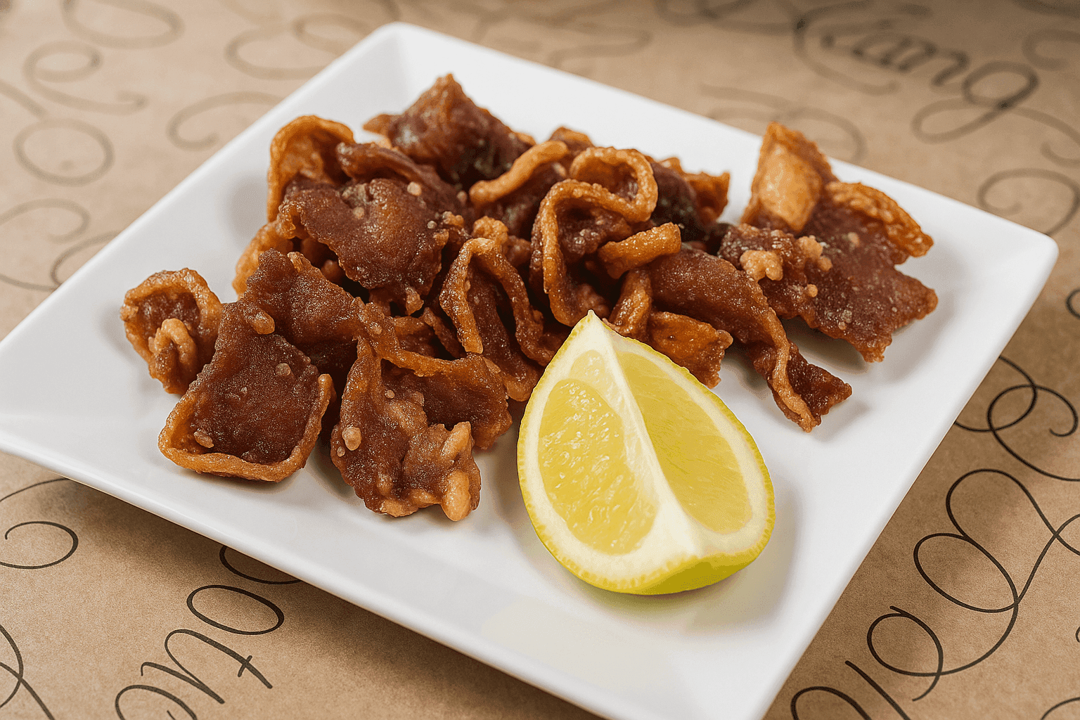 Ración recién frita servida con limón